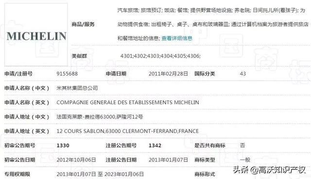 港澳米其林餐厅的又一版本?“米芝莲”商标不予注册