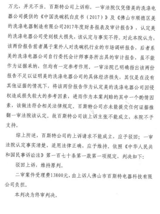 美的终审胜诉!佛山百斯特洗碗机专利侵权案尘埃落定 美的终审胜诉!佛山百斯特洗碗机专利侵权案尘埃落定
