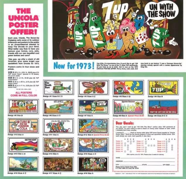 汽水商标设计图案欣赏 | 70s年代的惊艳靓丽七喜海报 汽水商标设计图案欣赏 | 70s年代的惊艳靓丽七喜海报