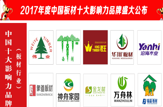 2017年度中国板材十大影响力品牌排行榜揭晓