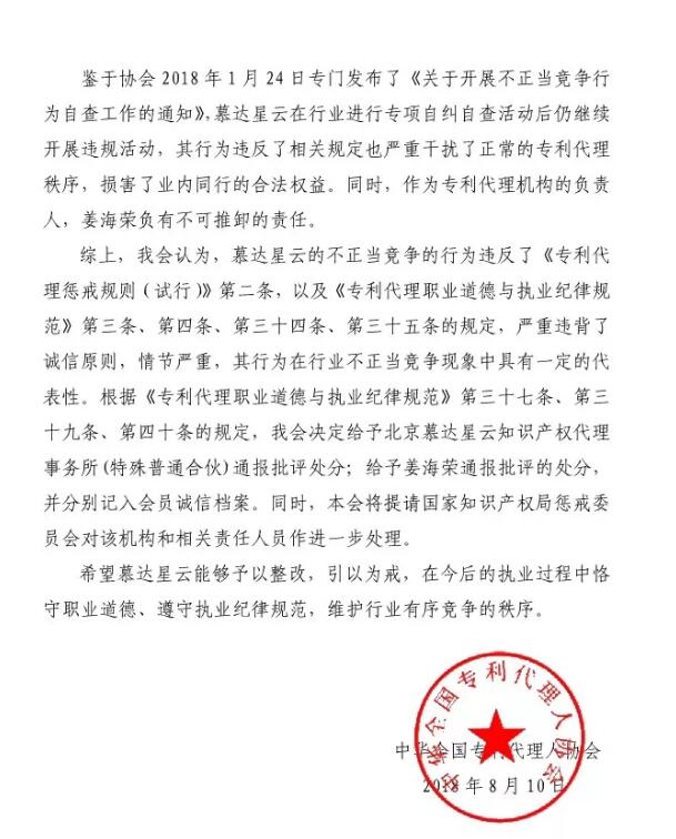 6家知识产权代理公司因不正当竞争等被通报批评(处分决定书全文) 6家知识产权代理公司因不正当竞争等被通报批评(处分决定书全文)