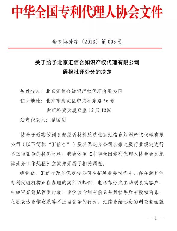 6家知识产权代理公司因不正当竞争等被通报批评(处分决定书全文) 6家知识产权代理公司因不正当竞争等被通报批评(处分决定书全文)