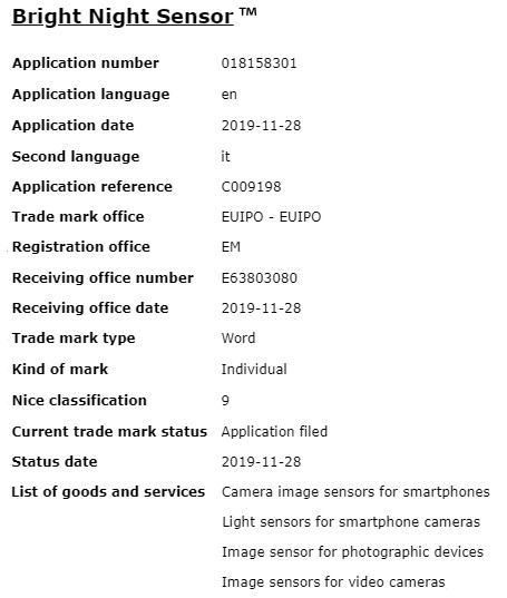 三星申请“Bright Night Sensor”商标 夜拍将增强? 三星申请“Bright Night Sensor”商标 夜拍将增强?
