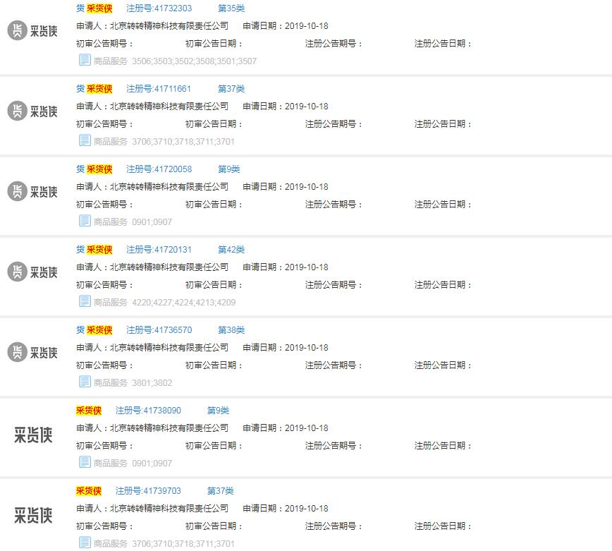 转转布局B2B业务,为新公司注册十余件商标! 转转布局B2B业务,为新公司注册十余件商标!